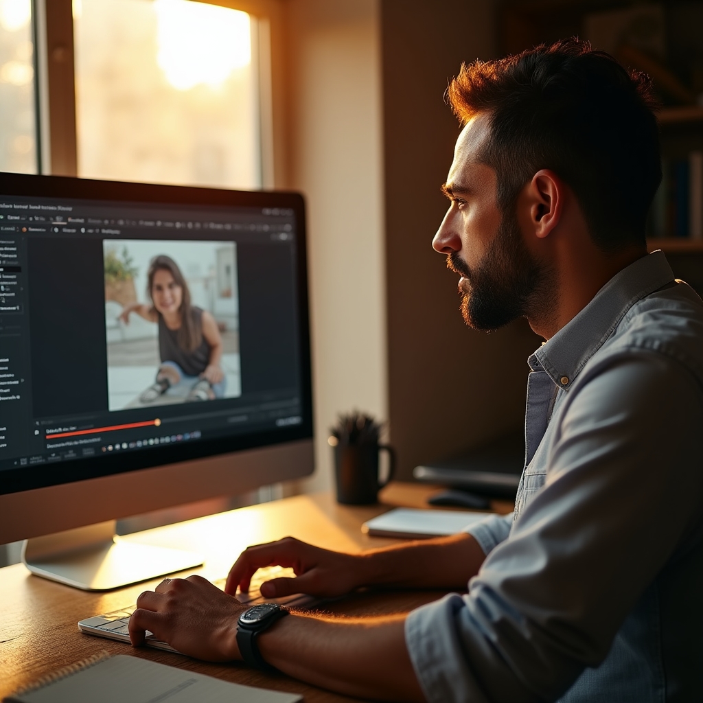 Specialist adjusting a quality slider in a free image compression tool while comparing preview thumbnails